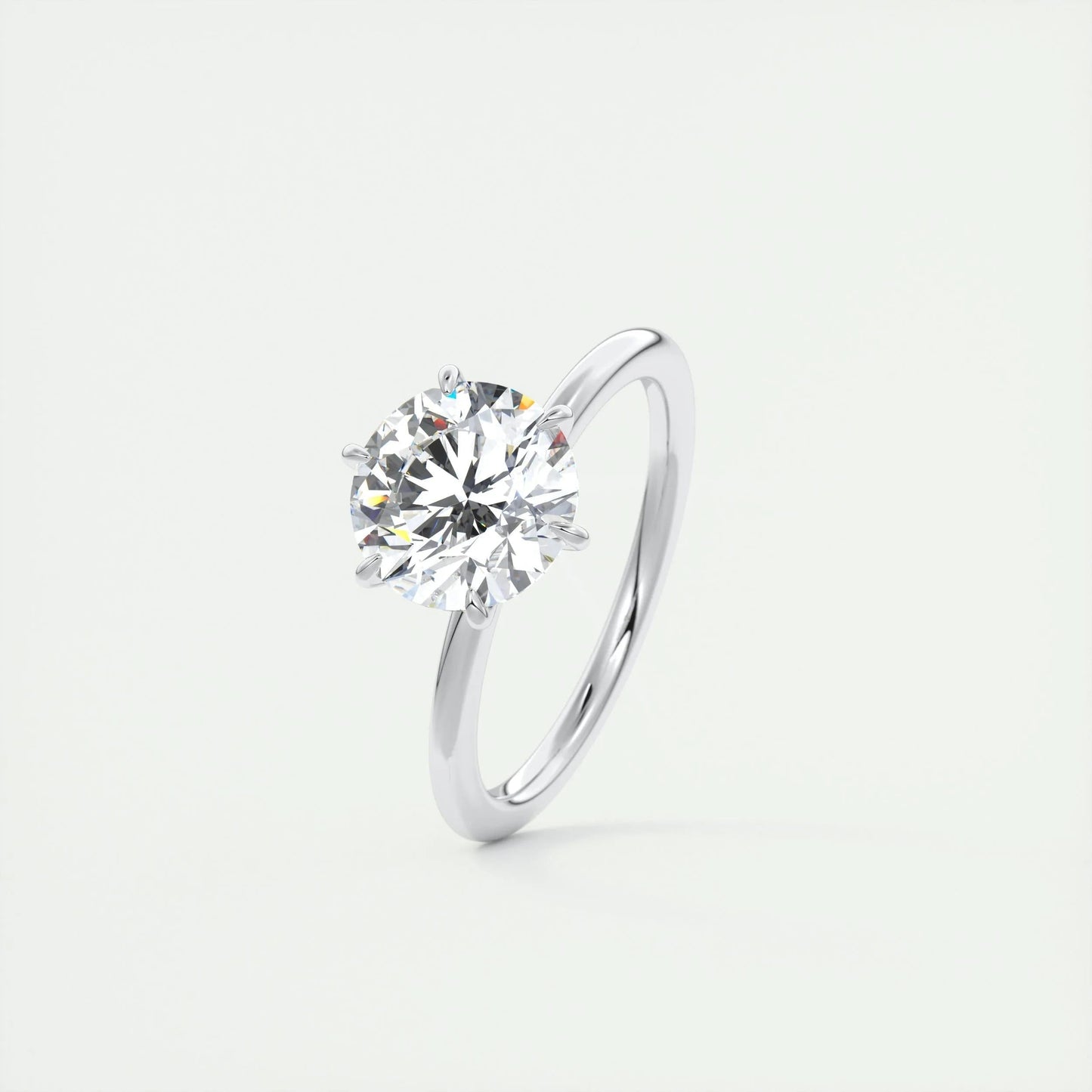 2.0 CT Round Cut Solitaire Moissanite Engagement Ring