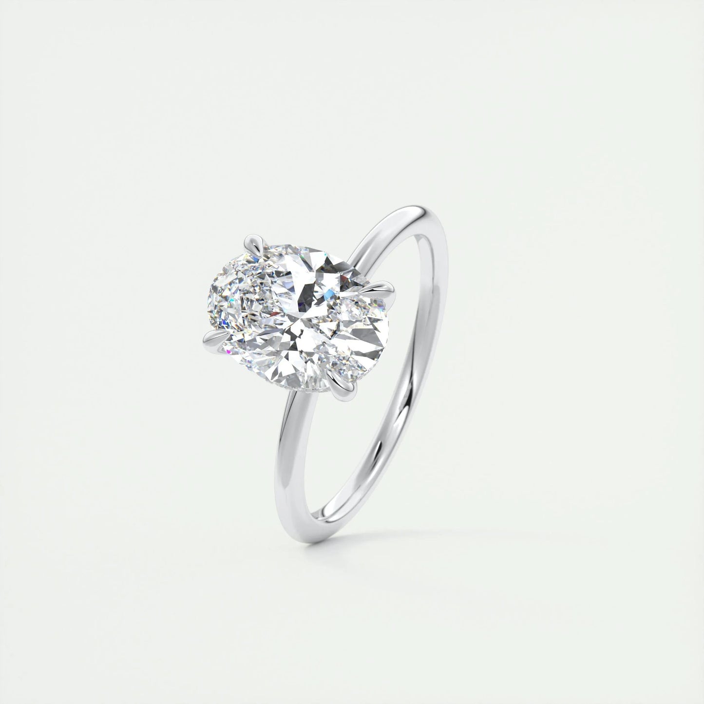 1.91 CT Oval Solitaire Hidden Halo Moissanite Engagement Ring