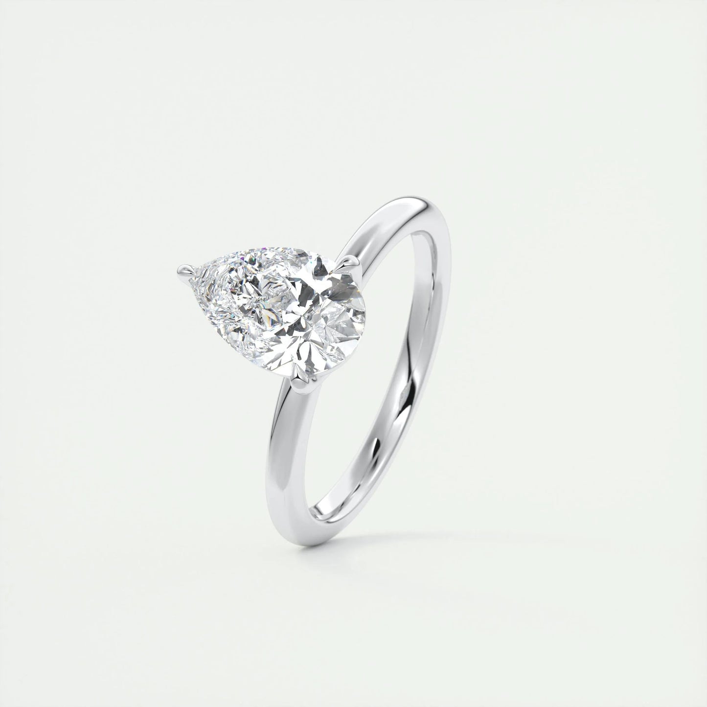 1.93 CT Pear Cut Solitaire Moissanite Engagement Ring