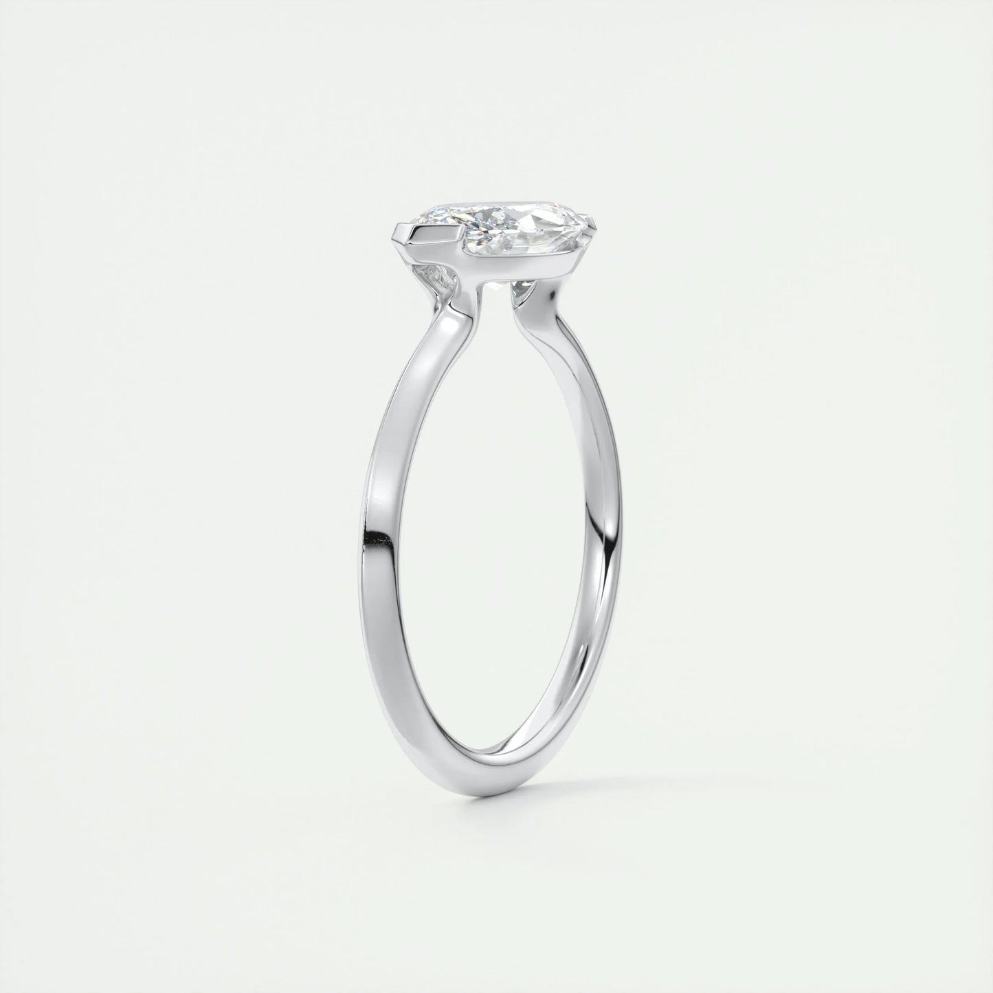 1.98 CT Marquise Half Bezel Solitaire Moissanite Engagement Ring