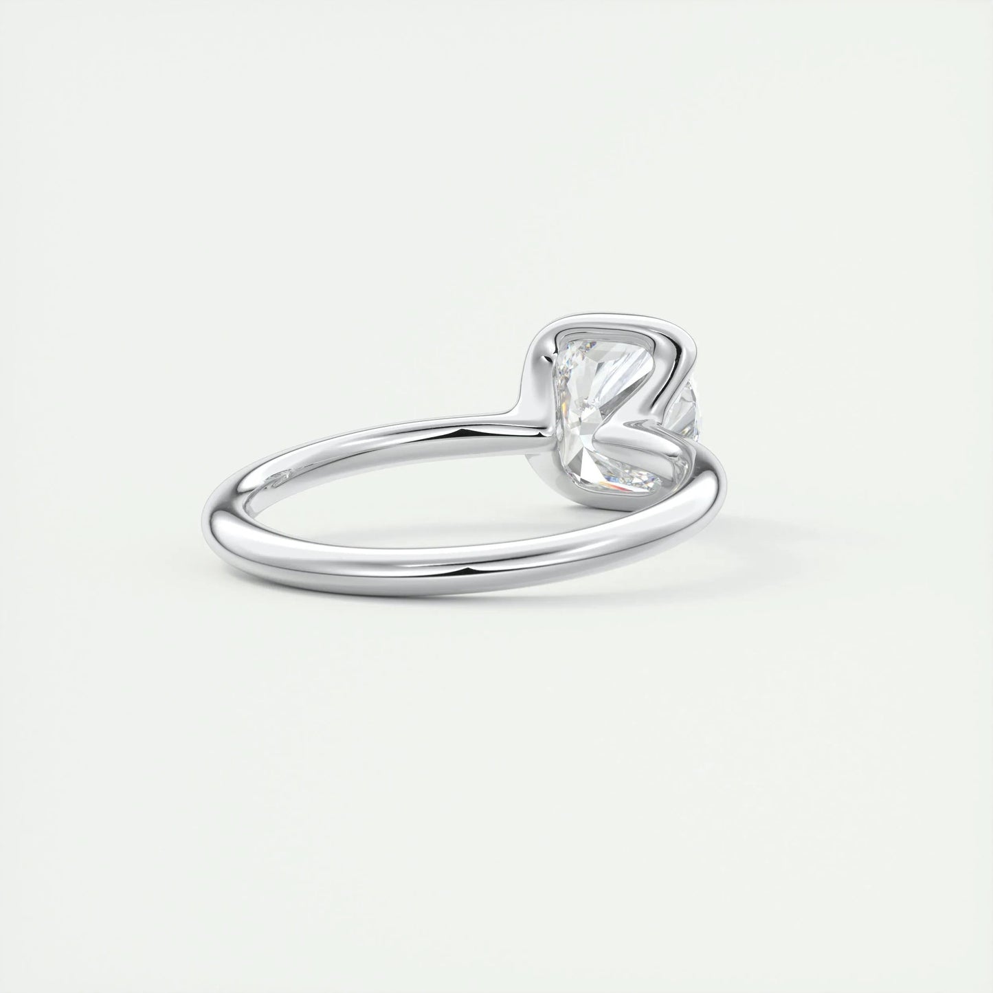 2.15 CT Cushion Half Bezel Solitaire Moissanite Engagement Ring