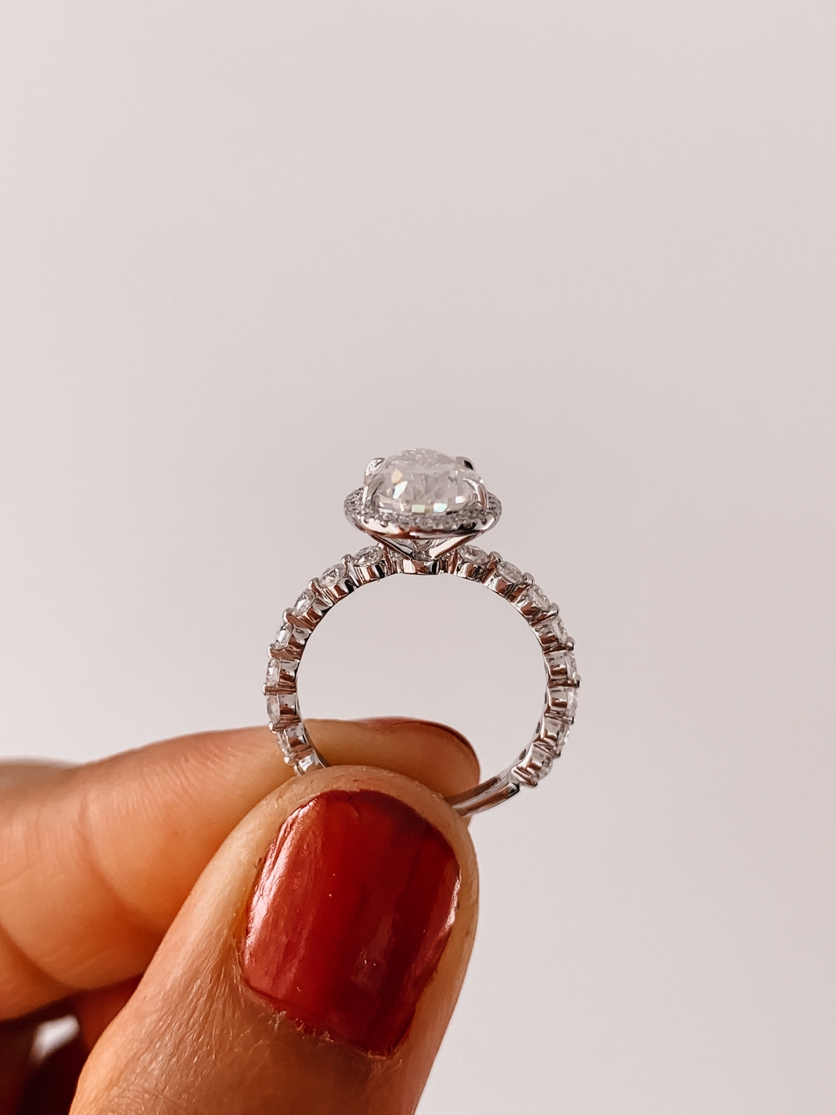 1.93 CT Pear Cut Halo Moissanite Engagement Ring With Pave Setting