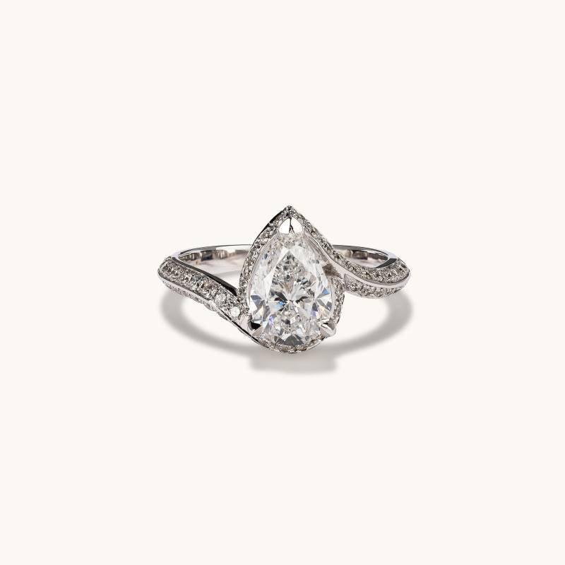 Stunning 1.54 CT Pear Moissanite Engagement Ring with Swirl Design 1