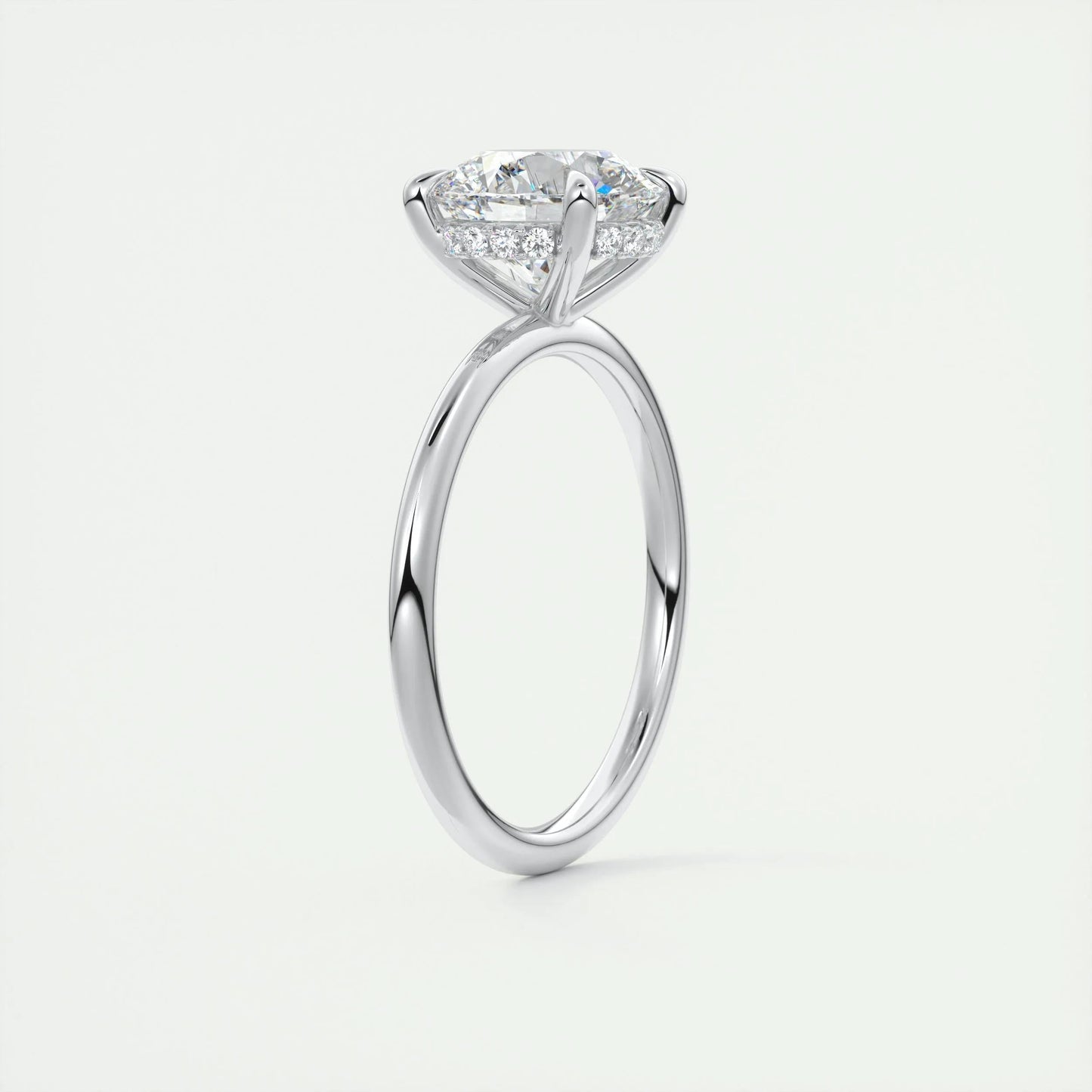 2.0 CT Round Solitaire Hidden Halo Moissanite Engagement Ring
