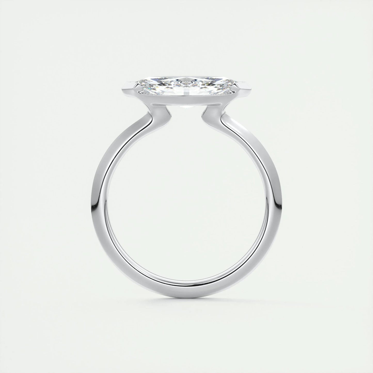 1.98 CT Marquise Half Bezel Solitaire Moissanite Engagement Ring