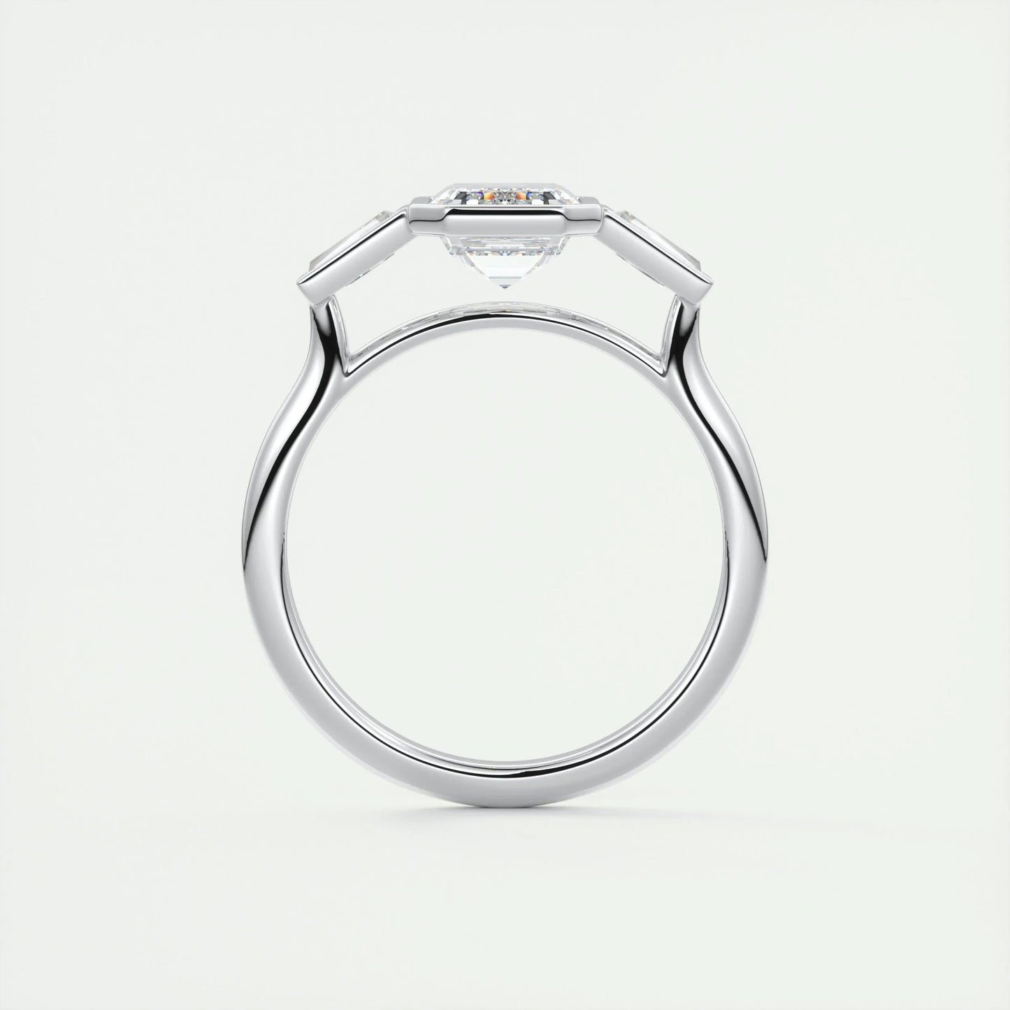 2.30 CT Emerald Cut Bezel 3 Stone Moissanite Engagement Ring