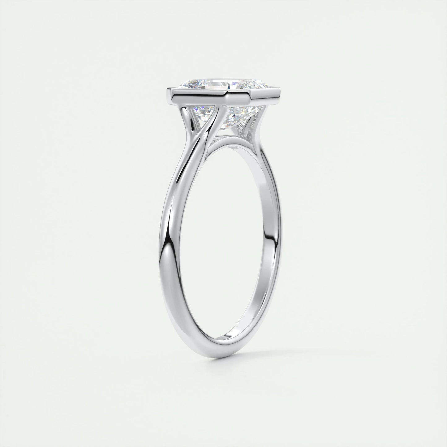 2.03 CT Asscher Cut Bezel Solitaire Moissanite Engagement Ring
