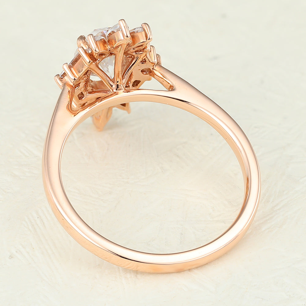 0.84 CT Oval Cluster Lab-Grown Diamond Engagement Ring
