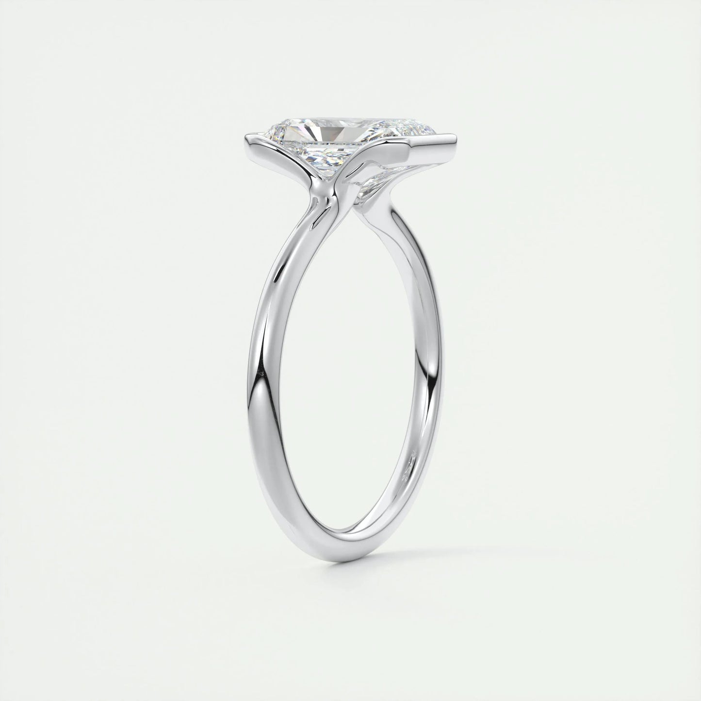 2.10 CT Radiant  Solitaire Half Bezel Moissanite Engagement Ring