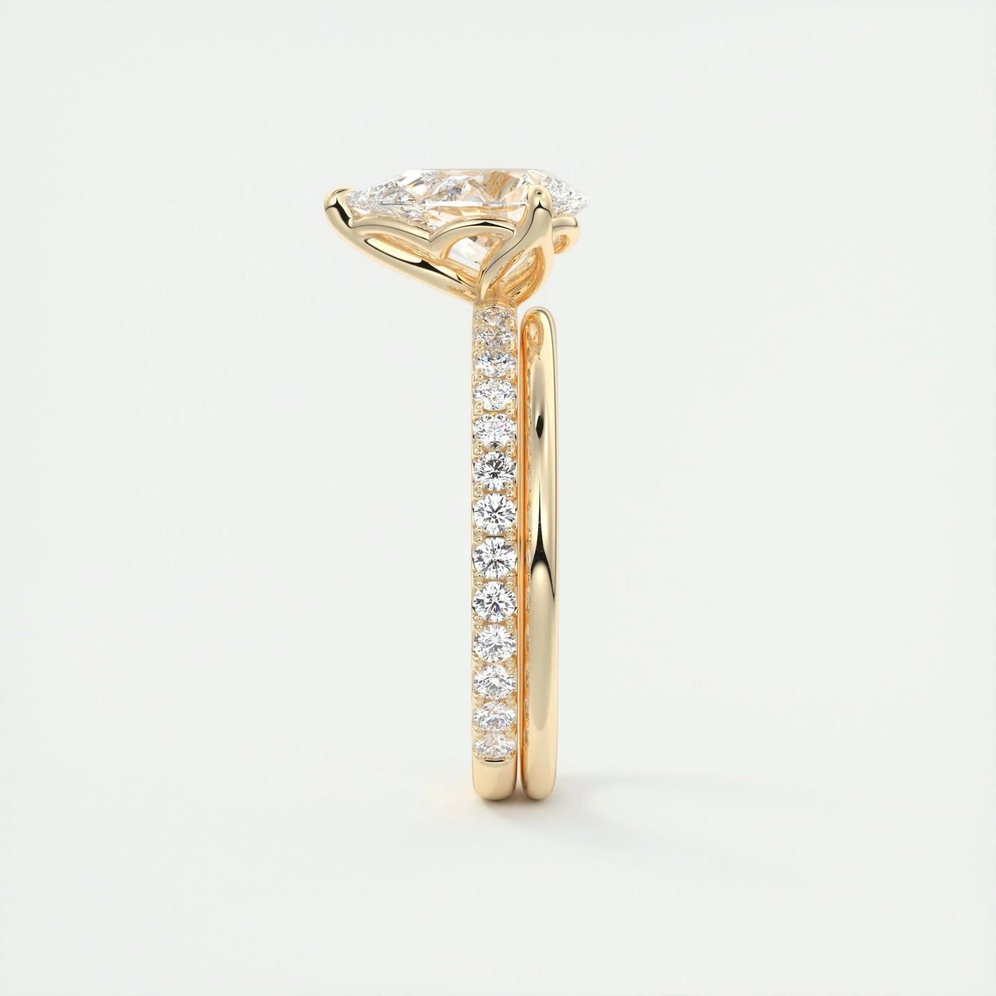 1.93 CT Pear Solitaire Pave Moissanite Engagement Ring