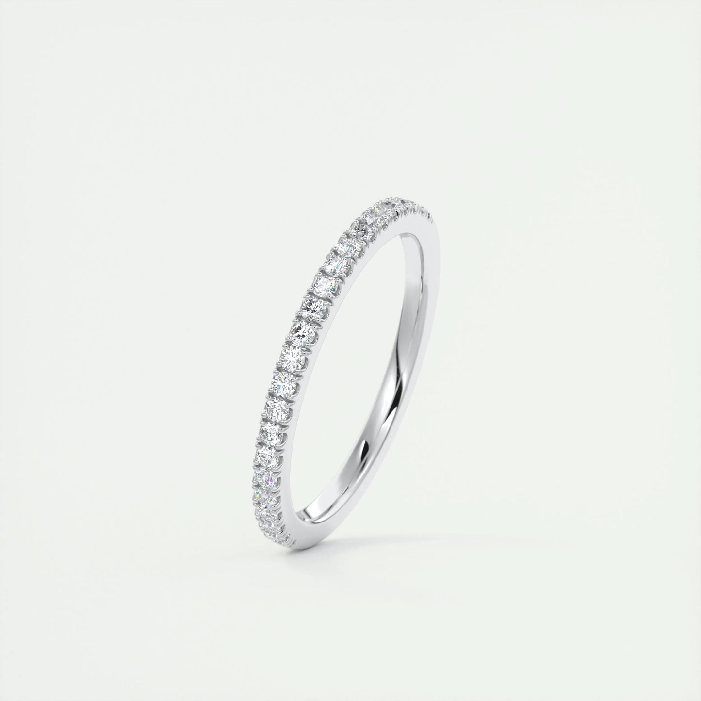 0.18 Round Minimalist Half Eternity Moissanite Bridal Wedding Band