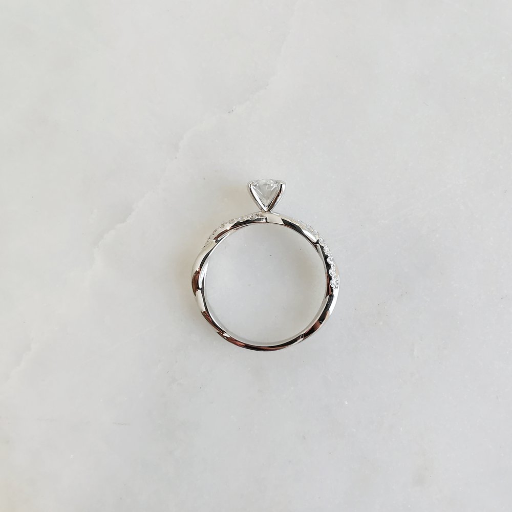 1.0 CT Oval Shaped Moissanite Twisted Pave Setting Engagement Ring