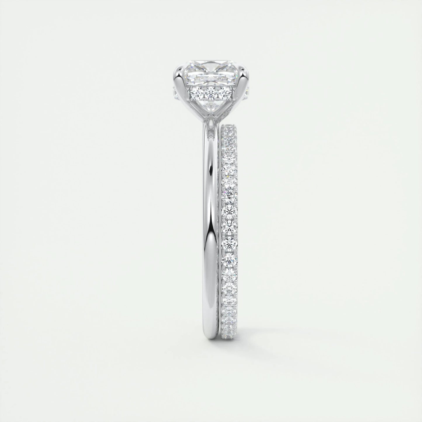 2.15 CT Cushion Solitaire Hidden Halo Moissanite Engagement Ring