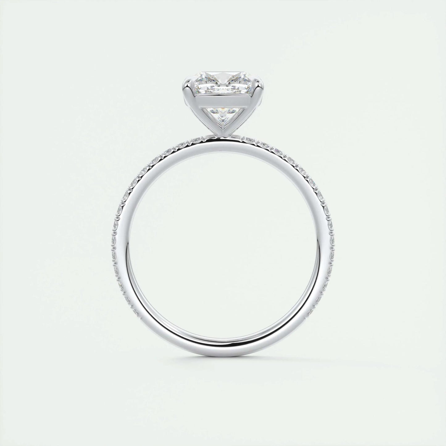 2.15 CT Cushion Cut Solitaire Pave Moissanite Engagement Ring