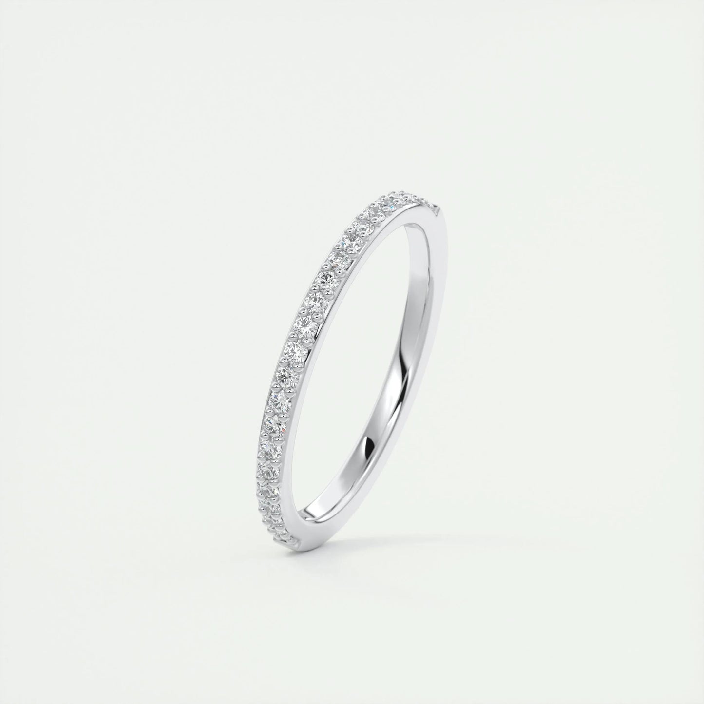 0.18 Round Minimalist Half Eternity Moissanite Bridal Wedding Band