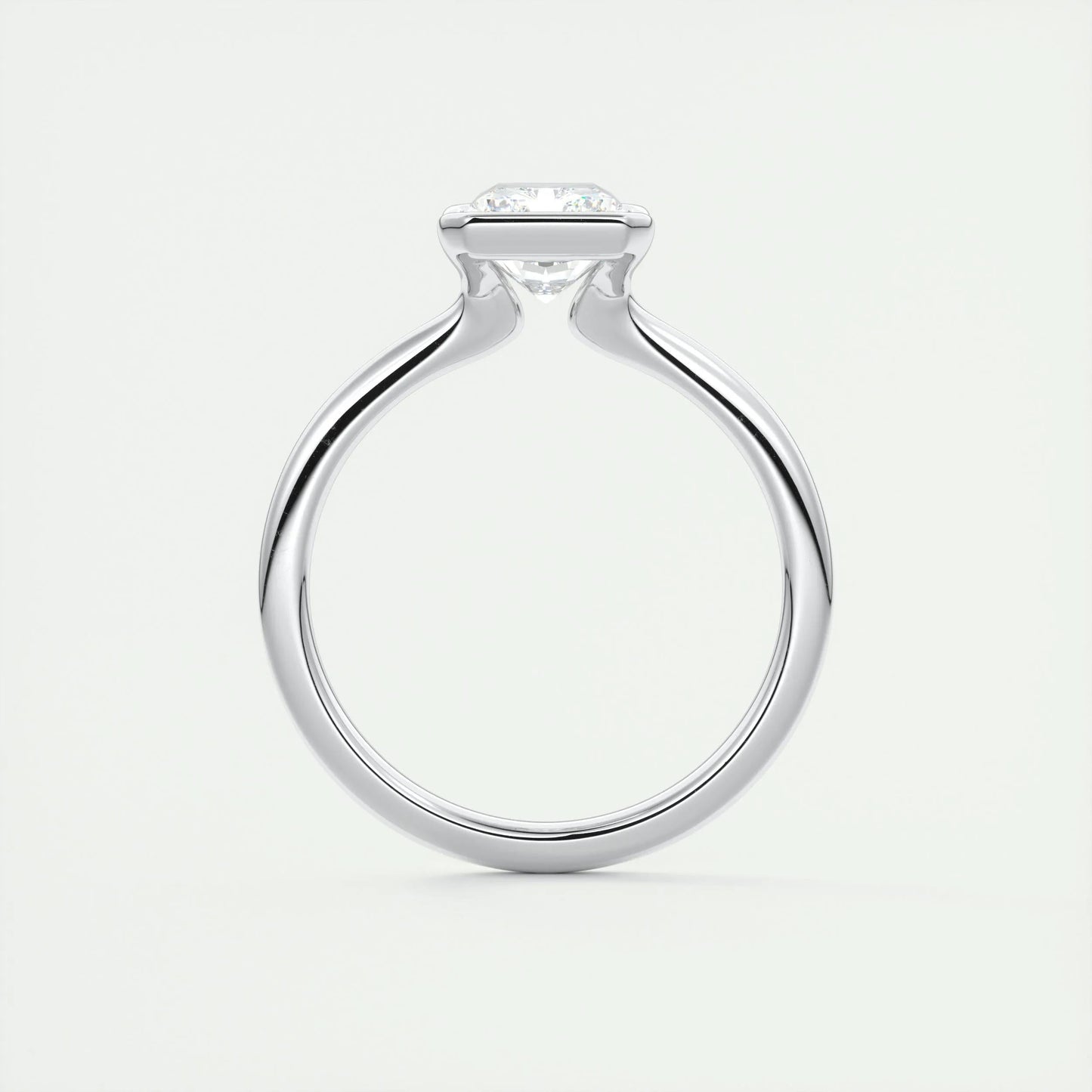 2.10 CT Radiant  Solitaire Half Bezel Moissanite Engagement Ring