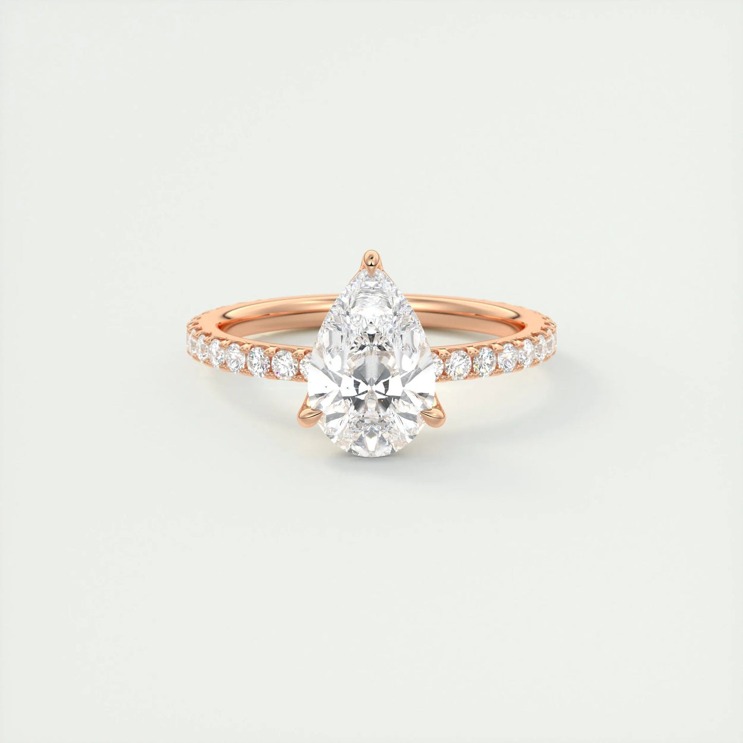 1.93 CT Pear Solitaire Pave Moissanite Engagement Ring