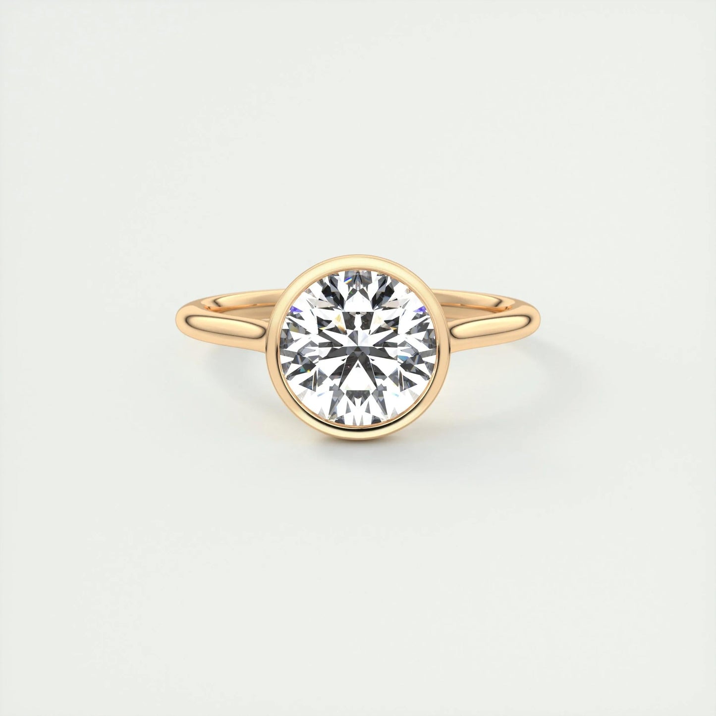 2.0 CT Round Bezel Solitaire Moissanite Engagement Ring