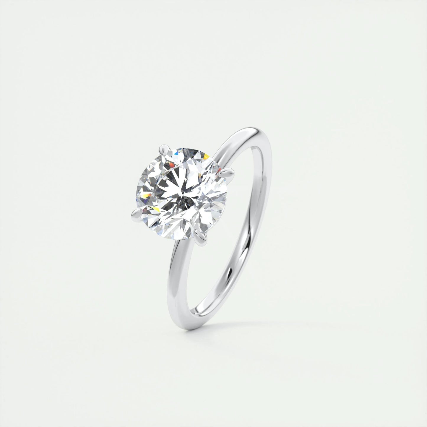 2.0 CT Round Cut Solitaire Moissanite Engagement Ring