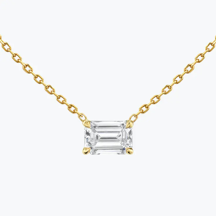 0.25-1.0ct Emerald Cut Solitaire Moissanite Diamond Necklace