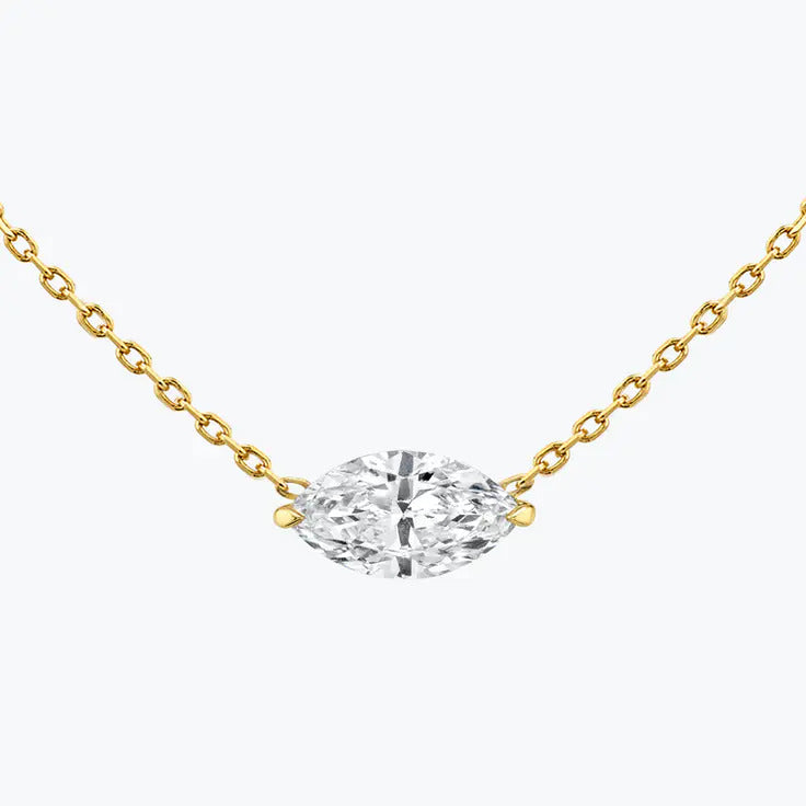 0.25-1.0ct Marquise Cut Solitaire Moissanite Diamond Necklace