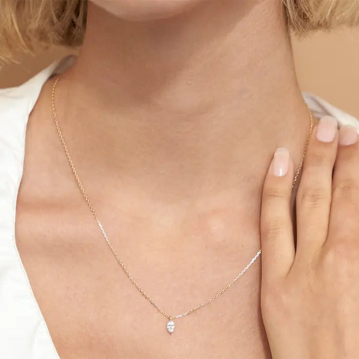 0.25-1.0ct Marquise Cut Solitaire Moissanite Diamond Necklace