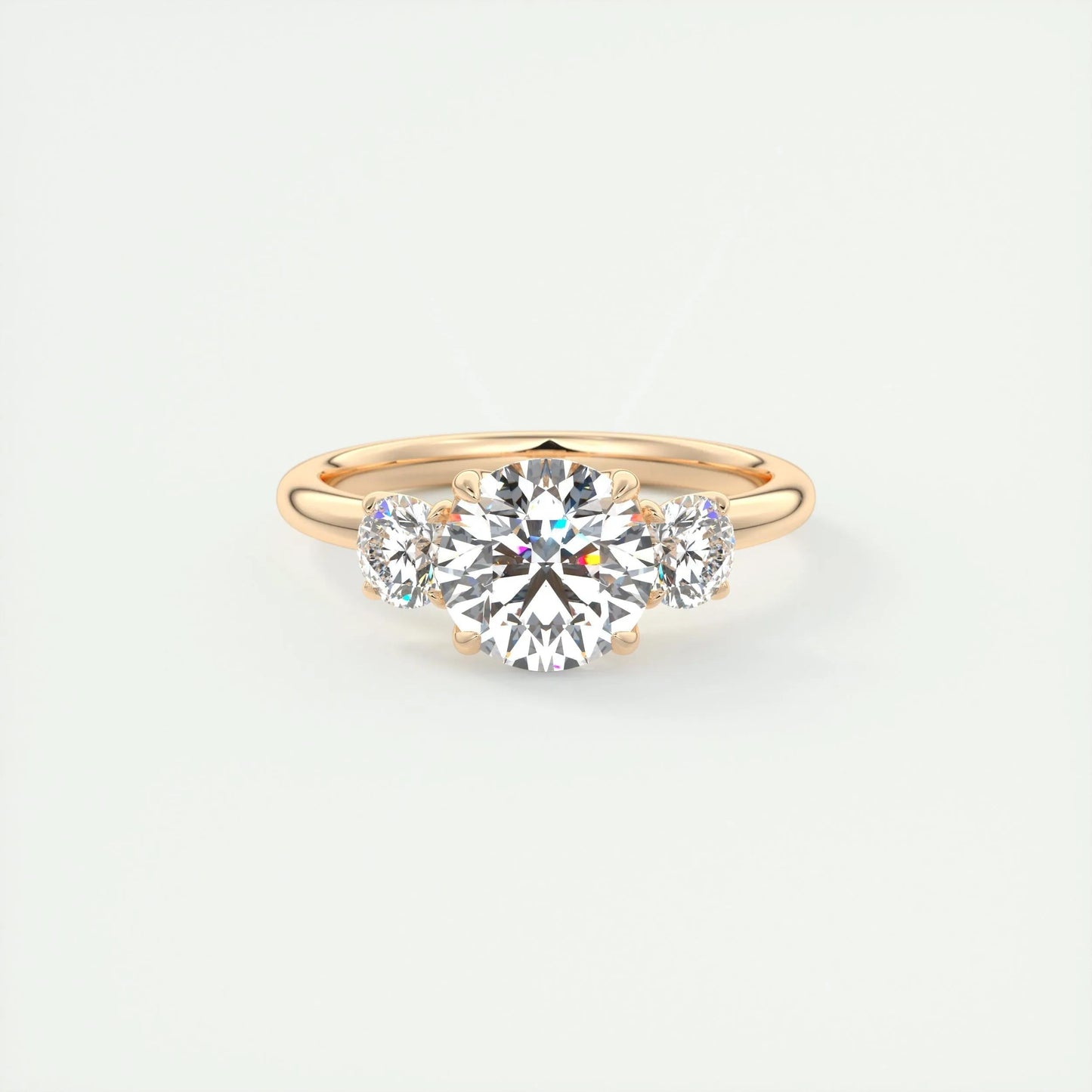 2.0 CT Round Cut Three Stone Moissanite Engagement Ring