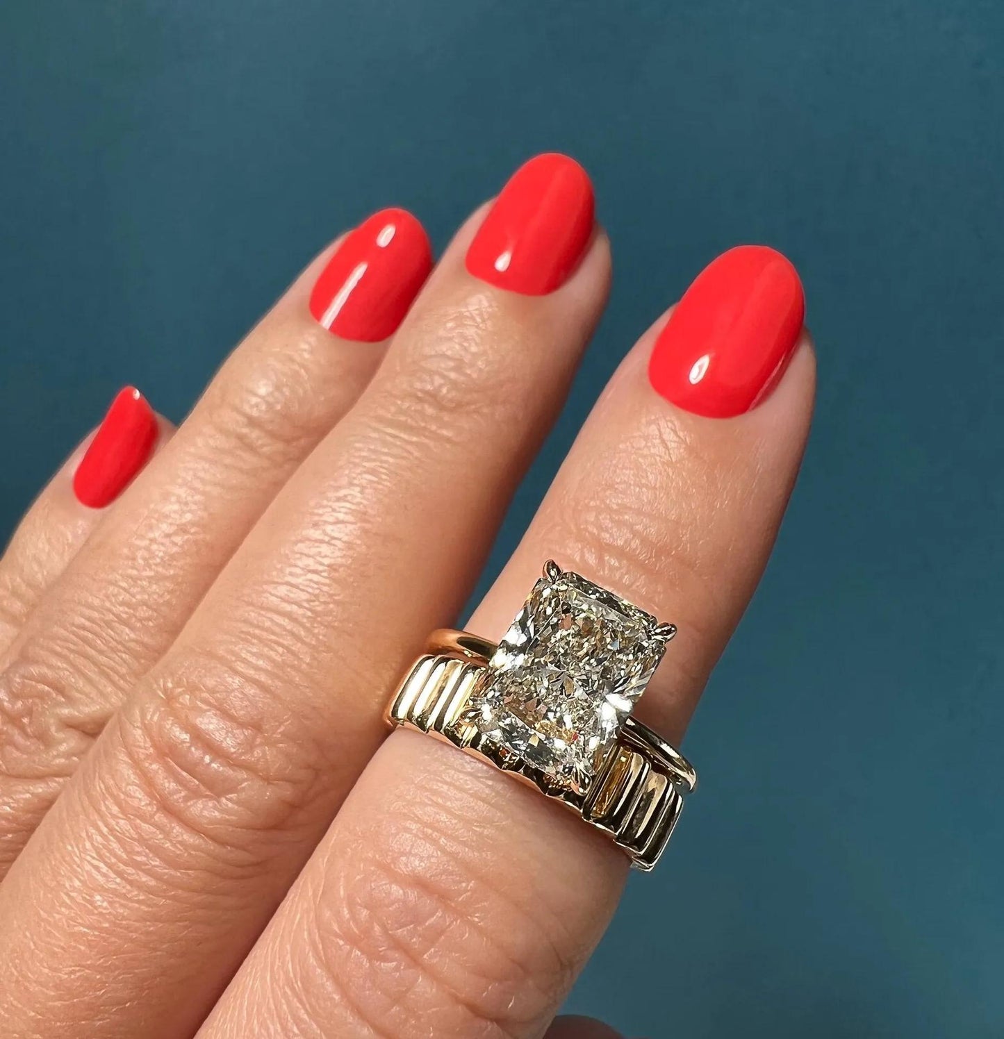 2.10 CT Radiant Cut Solitaire Moissanite Engagement Ring