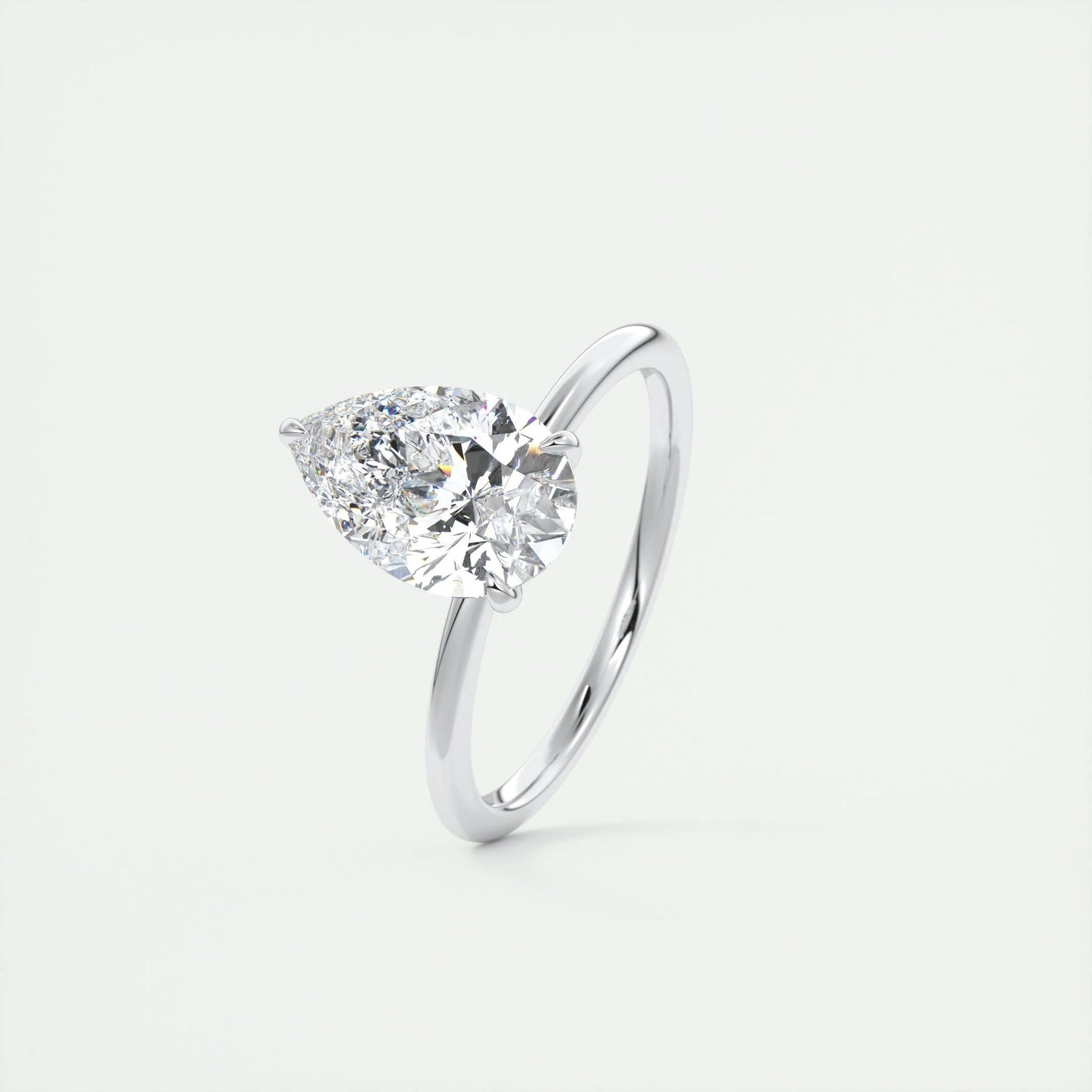 1.93 CT Pear Cut Solitaire Moissanite Engagement Ring