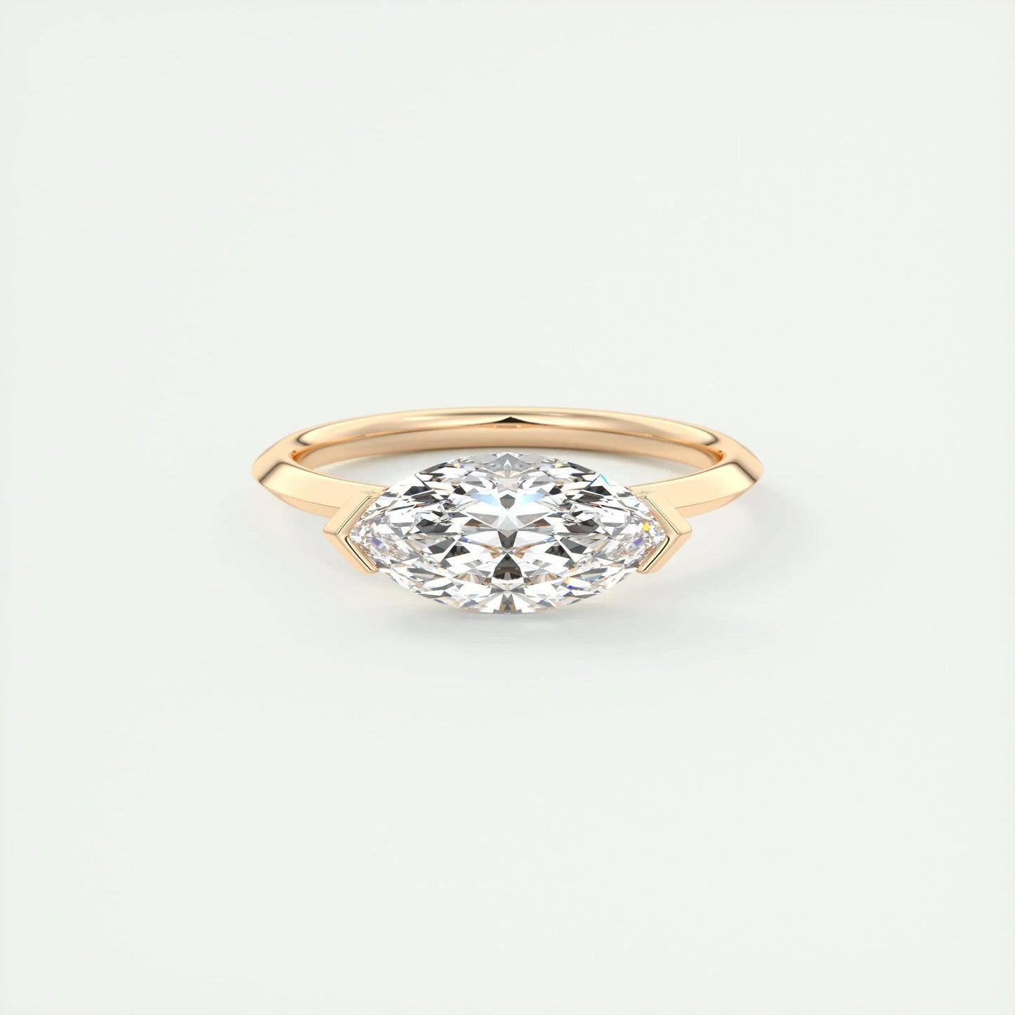 1.98 CT Marquise Half Bezel Solitaire Moissanite Engagement Ring