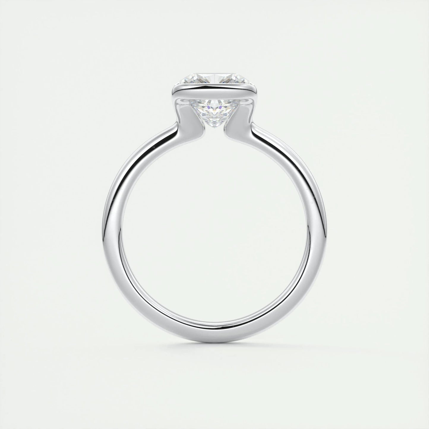 2.15 CT Cushion Half Bezel Solitaire Moissanite Engagement Ring