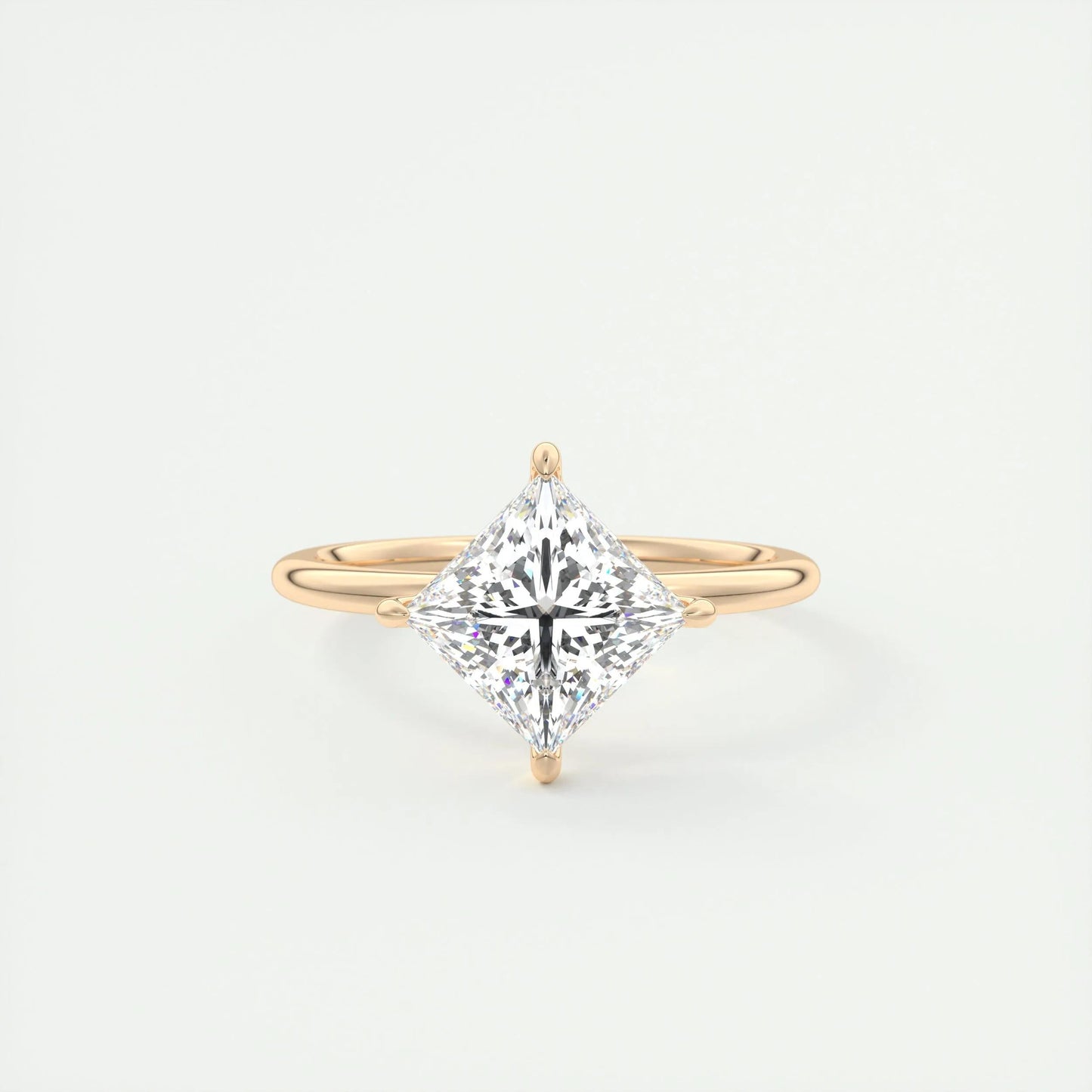 2.08 CT Princess Cut Solitaire Moissanite Engagement Ring