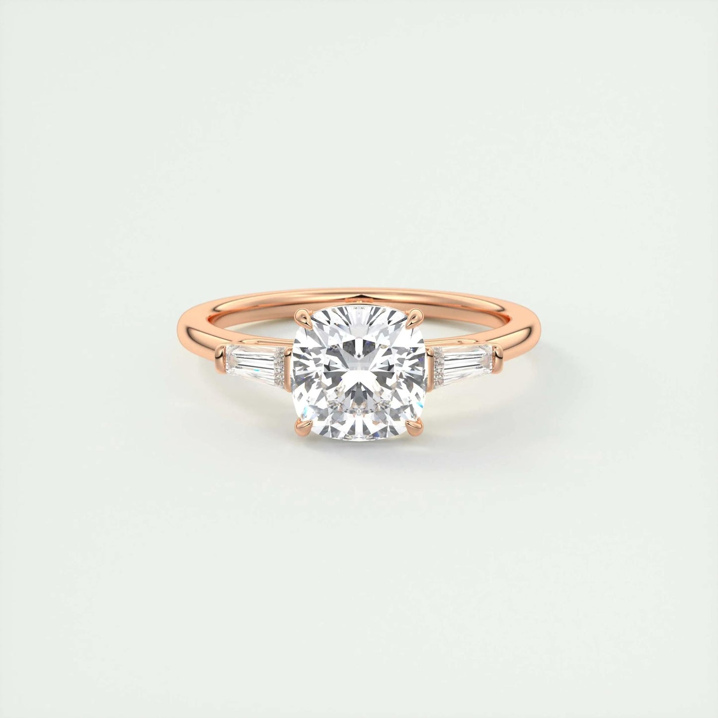 2.15 CT Cushion Cut Three Stone Moissanite Engagement Ring