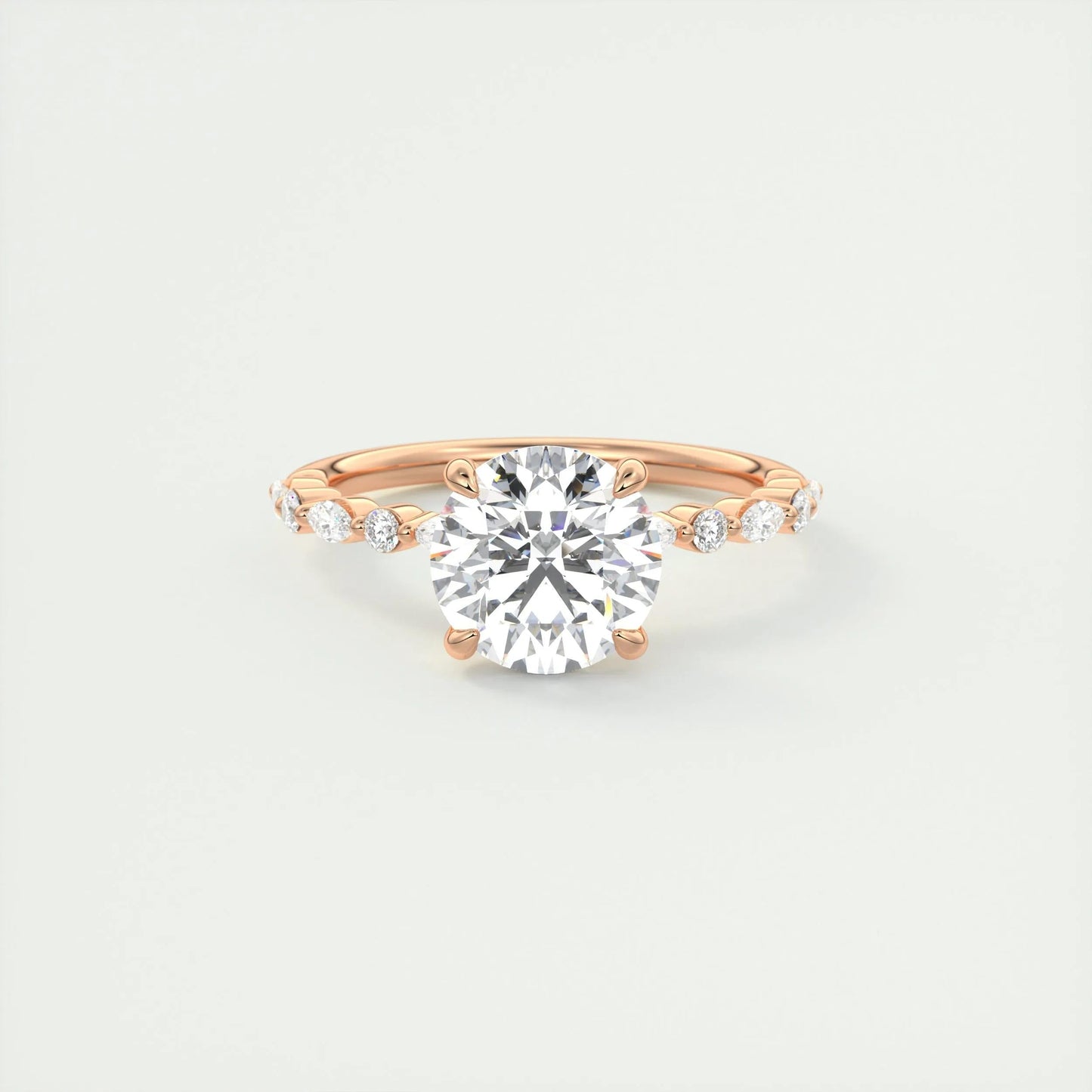 2.0 CT Round Solitaire Pave Moissanite Engagement Ring