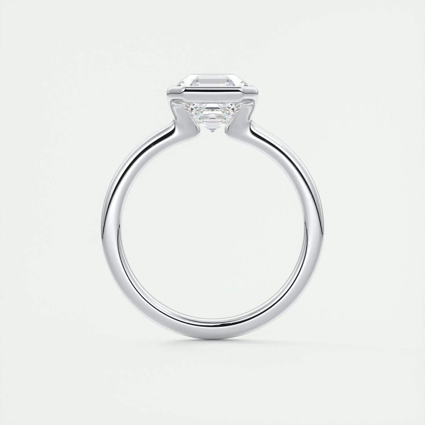 2.03 CT Asscher Half Bezel Solitaire Moissanite Engagement Ring