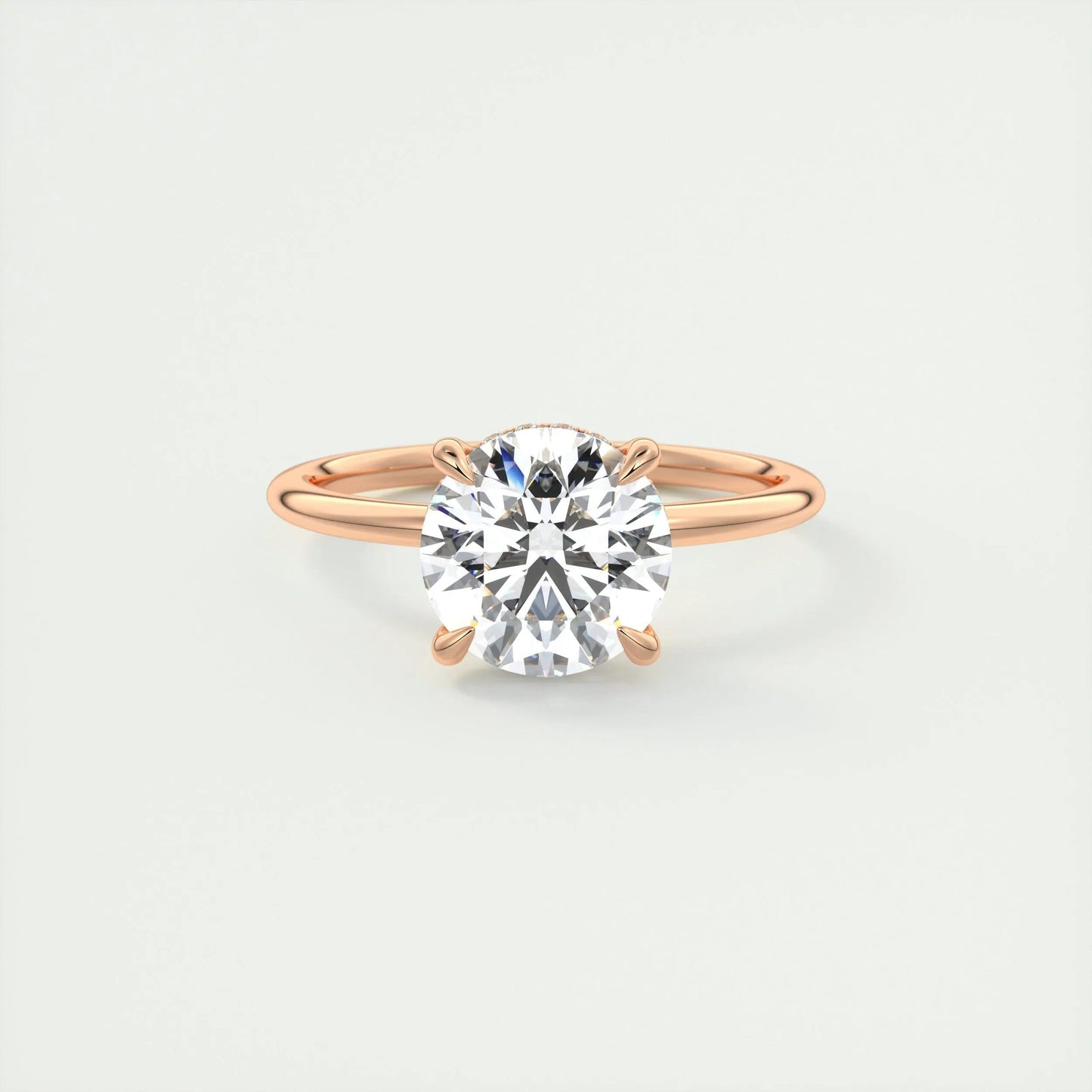 2.0 CT Round Solitaire Hidden Halo Moissanite Engagement Ring