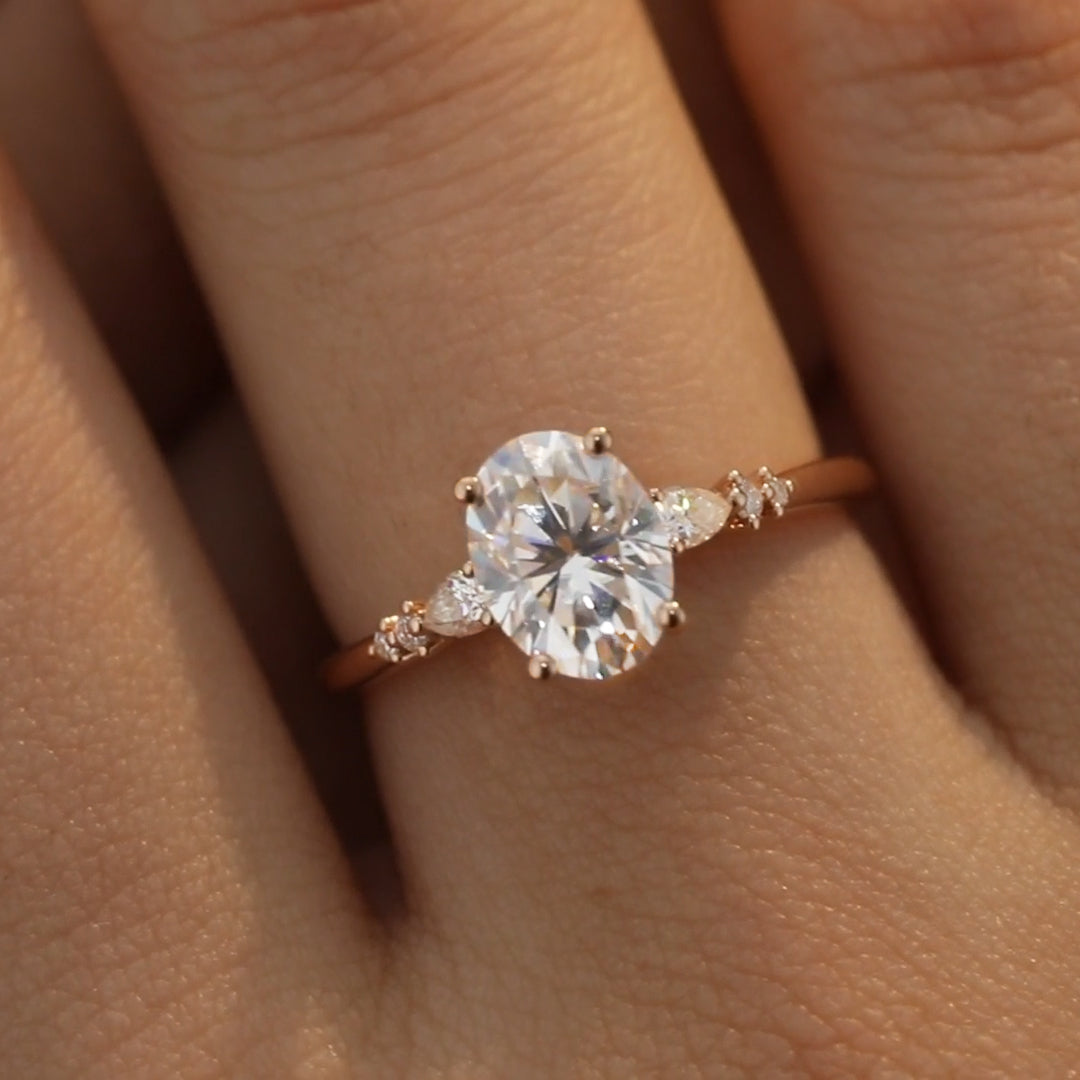 1.50 CT Oval Shaped Moissanite Pave Setting Engagement Ring