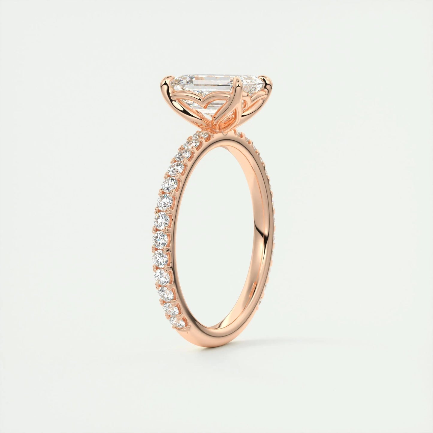 1.91 CT Emerald Solitaire Pave Moissanite Engagement Ring