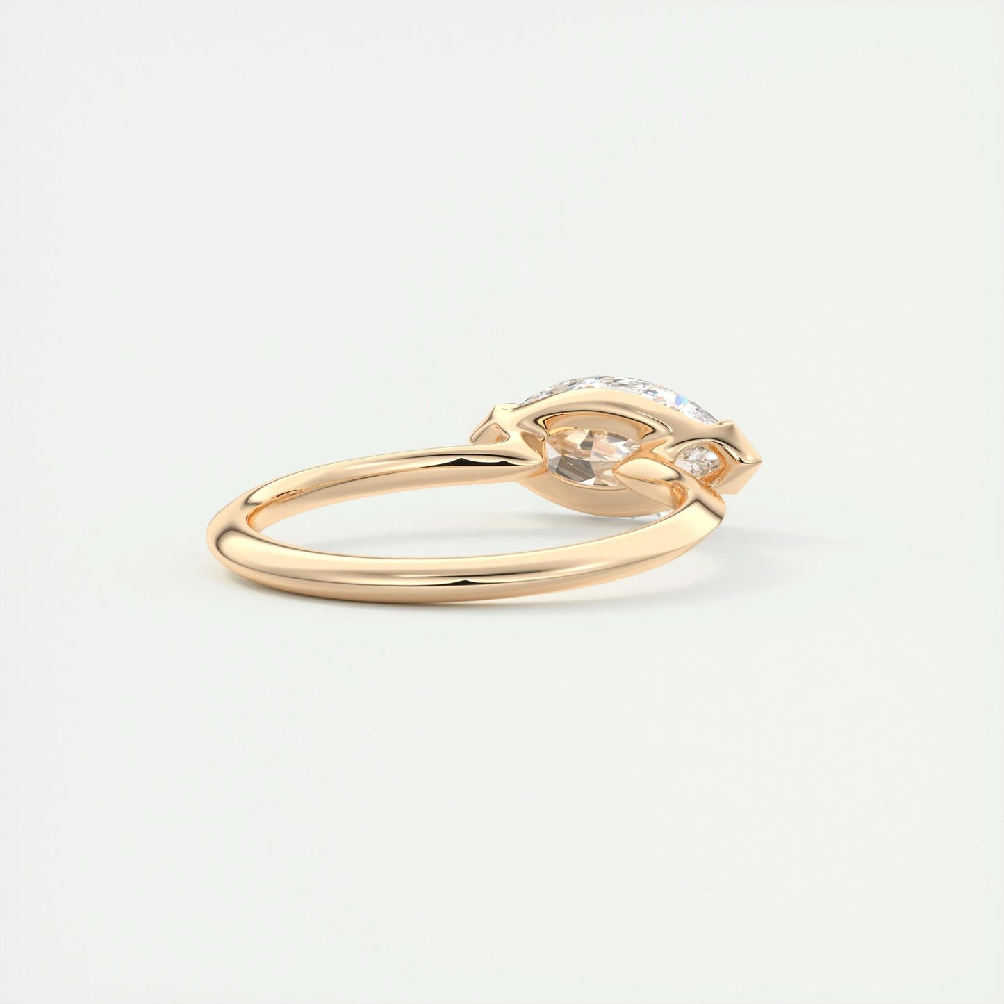 1.98 CT Marquise Half Bezel Solitaire Moissanite Engagement Ring