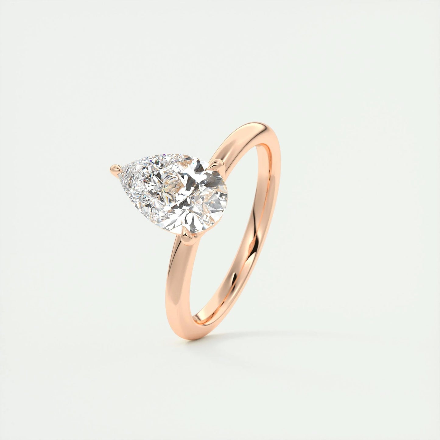 1.93 CT Pear Cut Solitaire Moissanite Engagement Ring