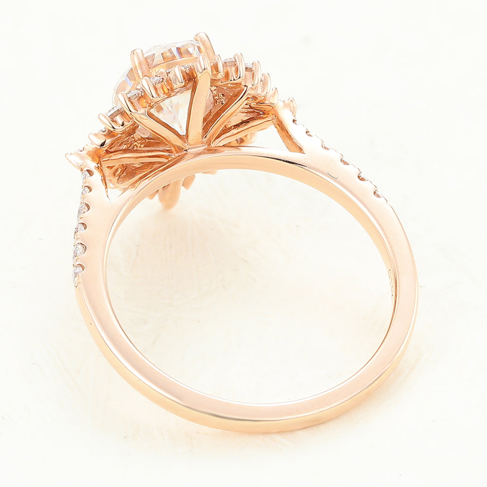1.33 CT Oval Cluster & Pave Lab-Grown Diamond Engagement Ring