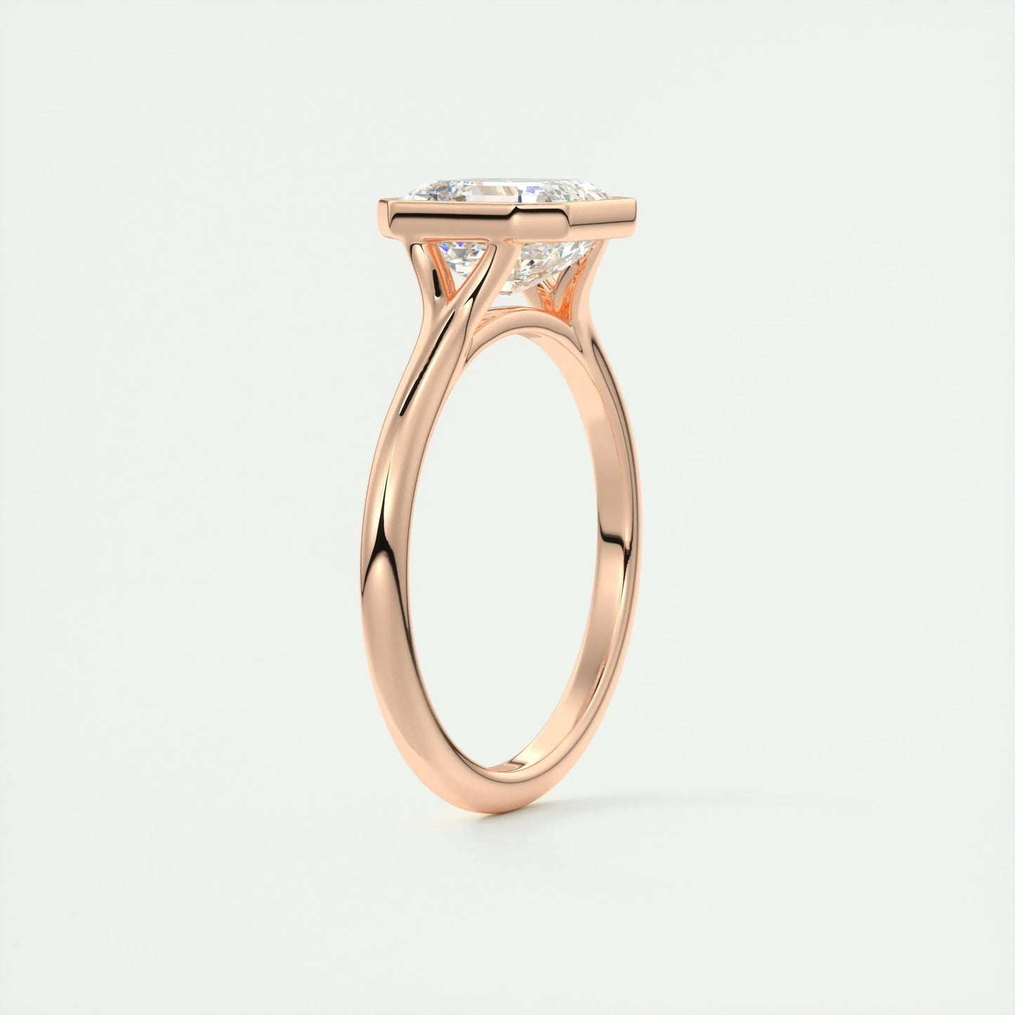 2.03 CT Asscher Cut Bezel Solitaire Moissanite Engagement Ring