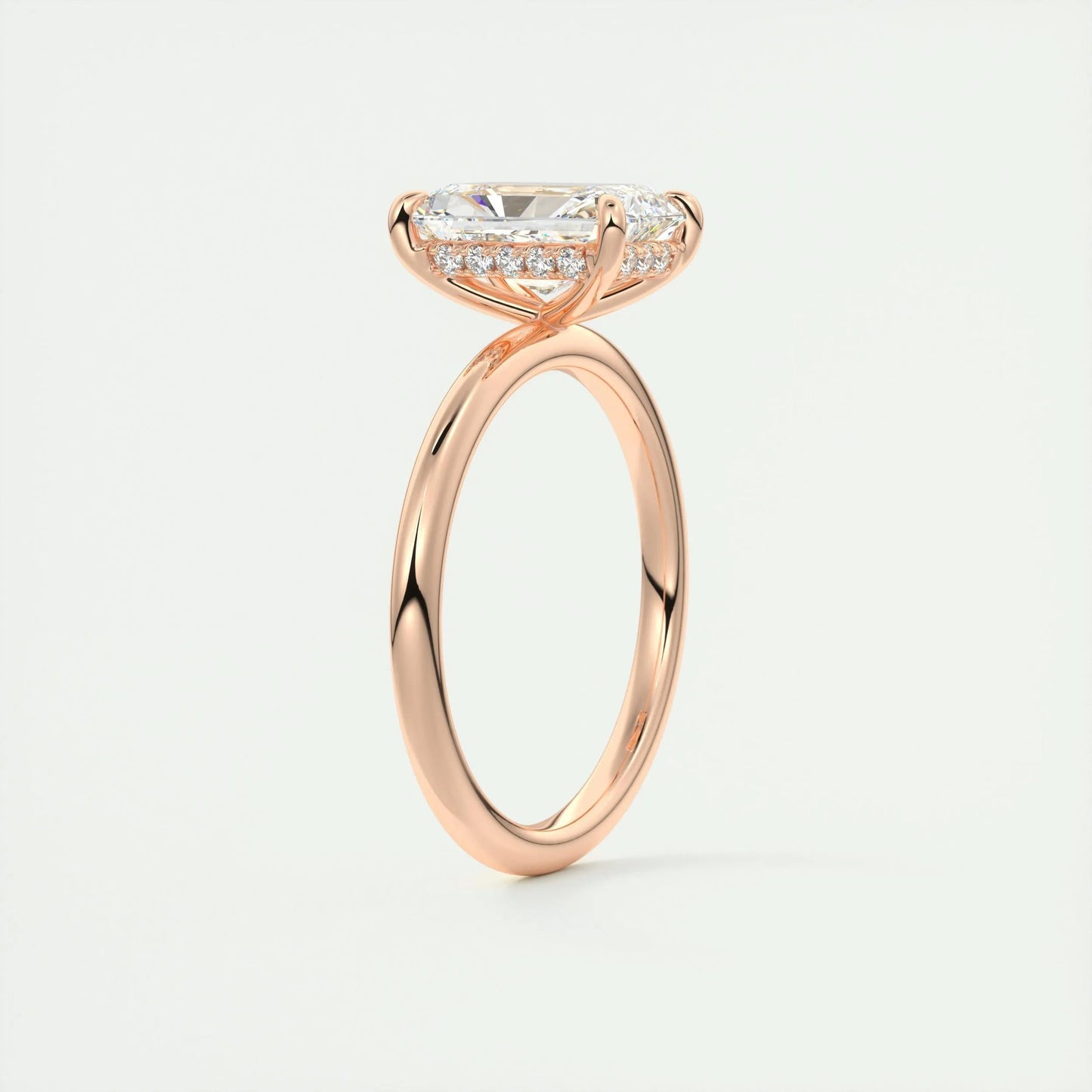 2.10 CT Radiant Solitaire Hidden Halo Moissanite Engagement Ring