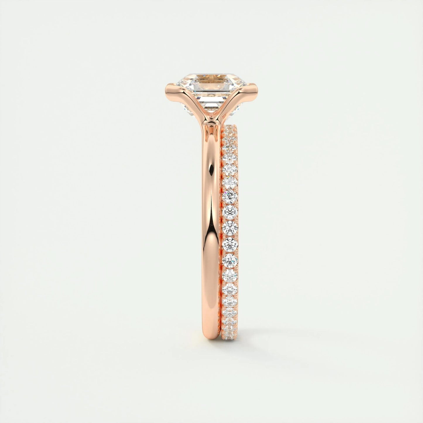 2.03 CT Asscher Half Bezel Solitaire Moissanite Engagement Ring