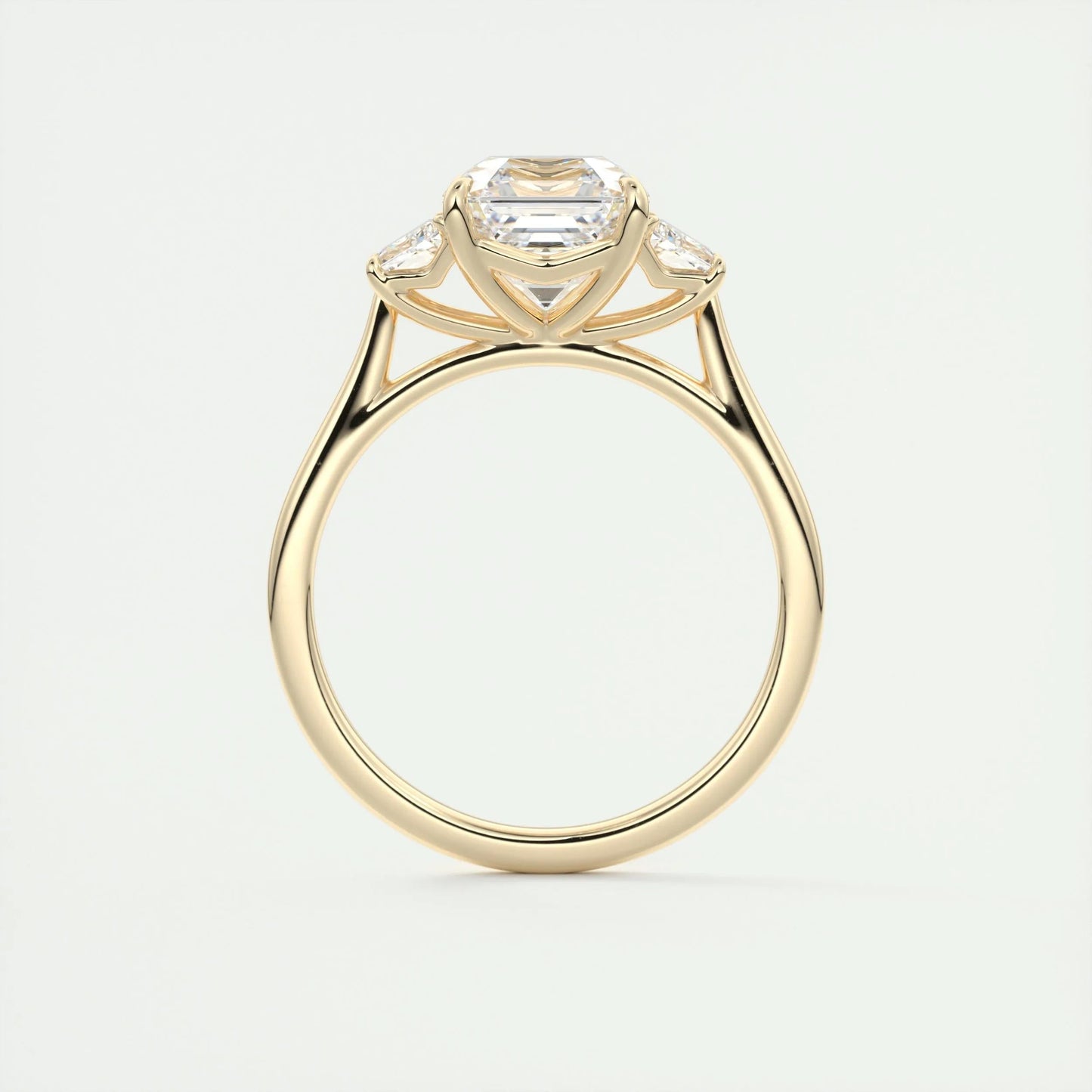 2.03 CT Asscher Cut Three Stone Moissanite Engagement Ring