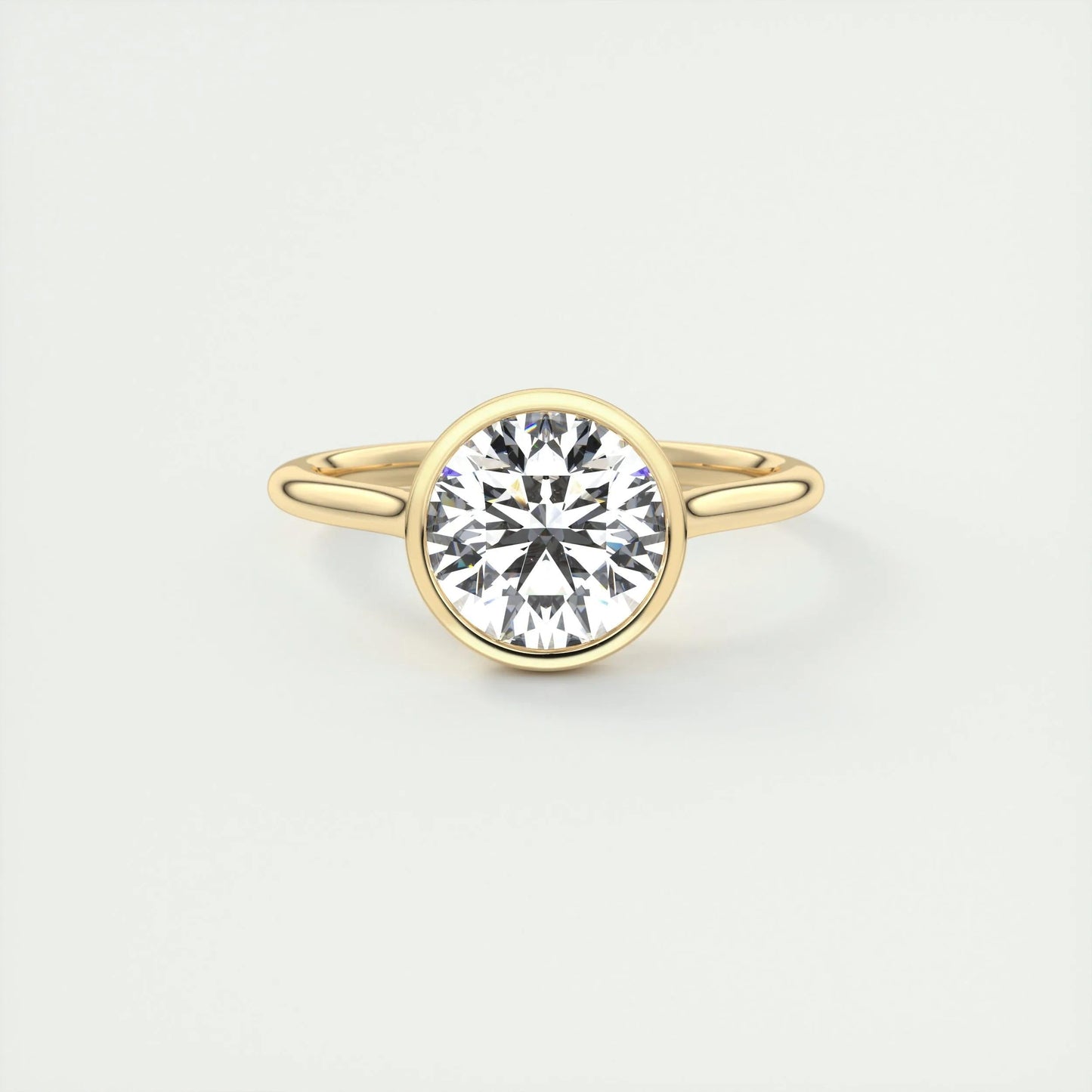 2.0 CT Round Bezel Solitaire Moissanite Engagement Ring