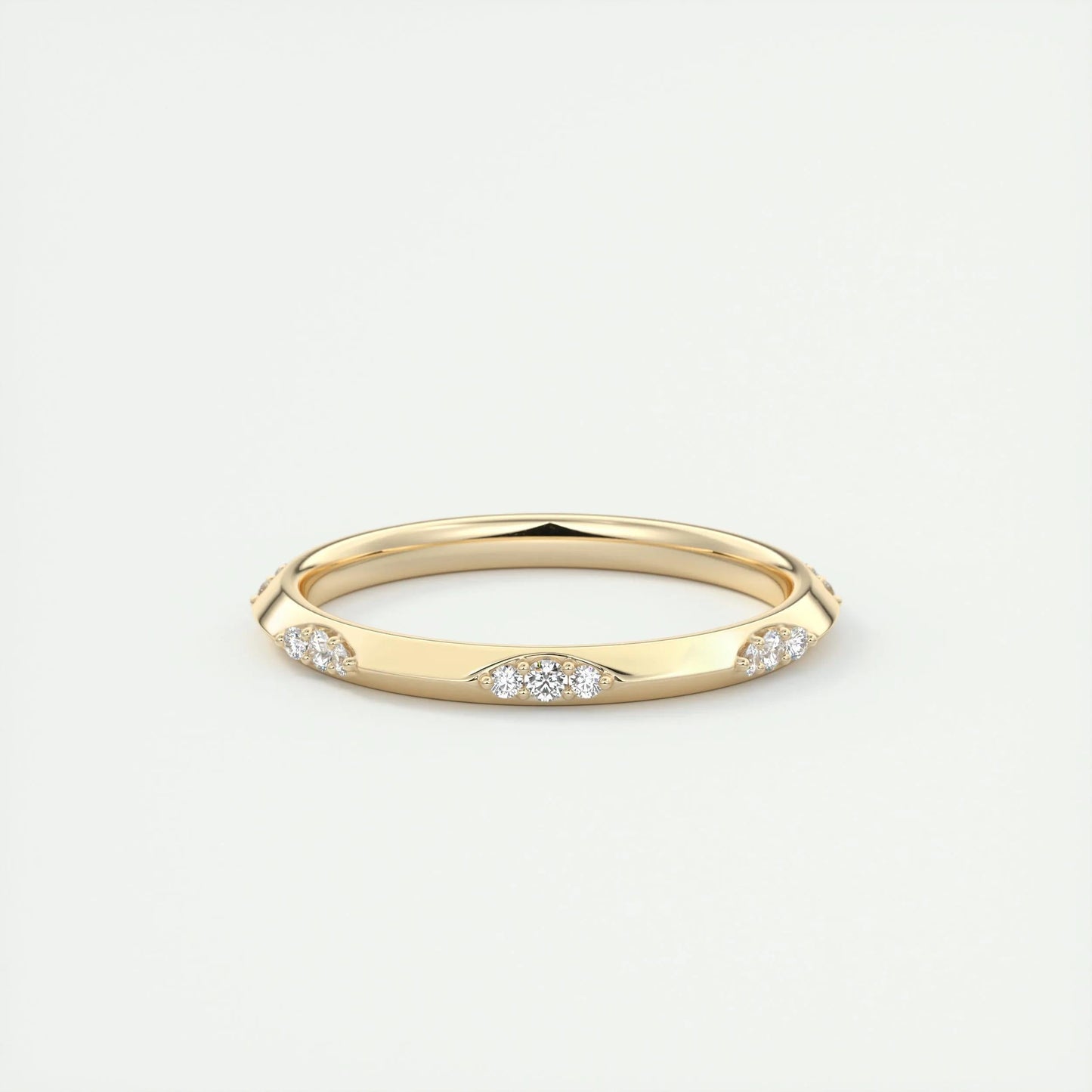 0.09 Round Cut Flush Moissanite Bridal Wedding Band