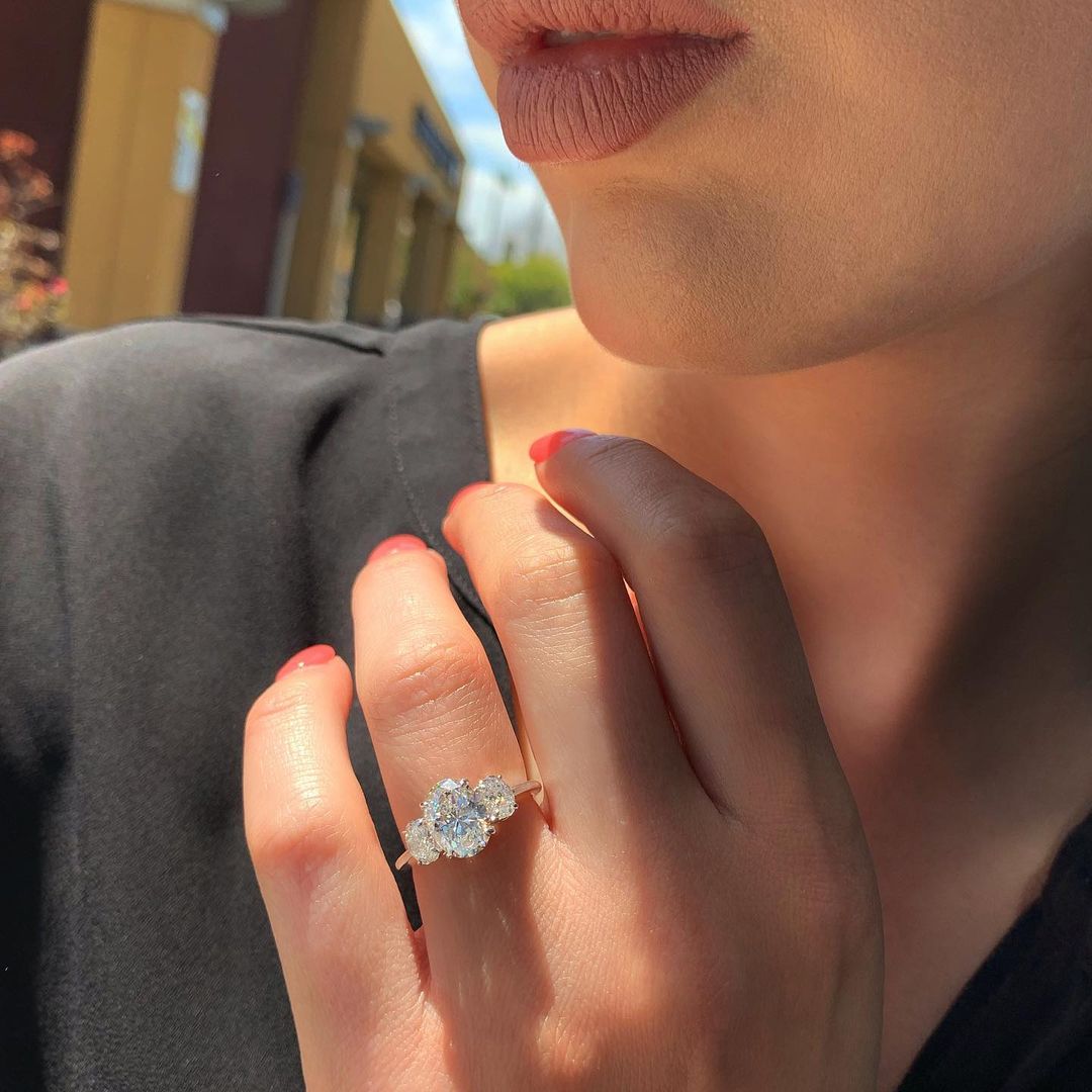 1.91 CT Oval Three Stone Moissanite Engagement Ring
