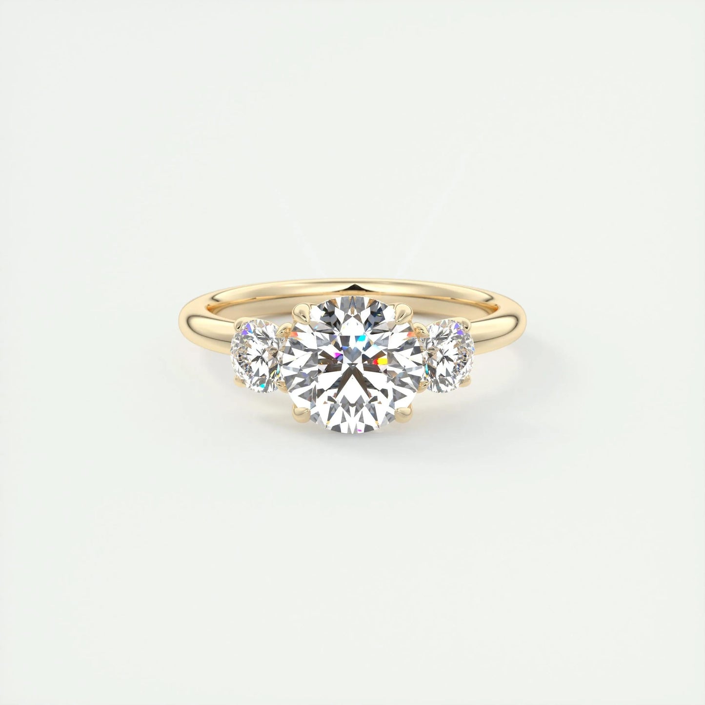2.0 CT Round Cut Three Stone Moissanite Engagement Ring