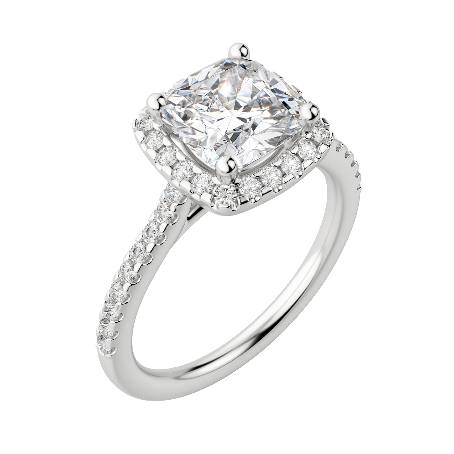 2.15 CT Cushion Cut Halo Moissanite Engagement Ring